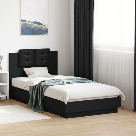 Bed Frame with LED without Mattress Black 75x190 cm Small Single vidaXL (1/5)