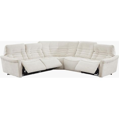 CHILLY Canapé d'angle relax électrique réversible en tissu beige (1/5)