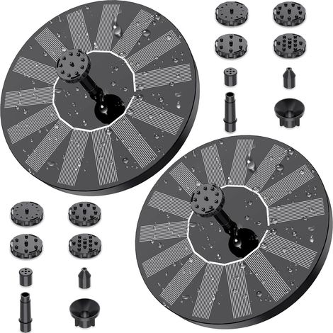 2PCS Fontaine Solaire Exterieure de Jardin 1,5W DIY Pompe Bassin Solaire avec 6 Buses Effets pour Bassins D'agrément Bain d'oiseaux Aquarium Jardin Fontaine (1/5)