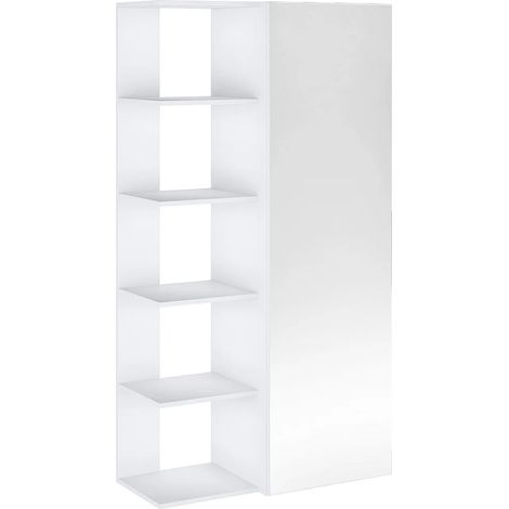Meuble à chaussures avec 4 étagères et 1 porte miroir - Blanc - SYLANY (1/5)