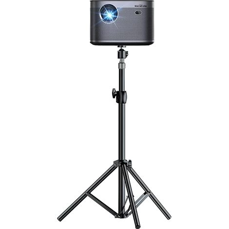 Socle de Projecteur avec Filetage 1/4" de Pouce et Rotule Pivotante 360°, Support pour Projecteur avec Trépied 50-80cm, Noir (1/5)