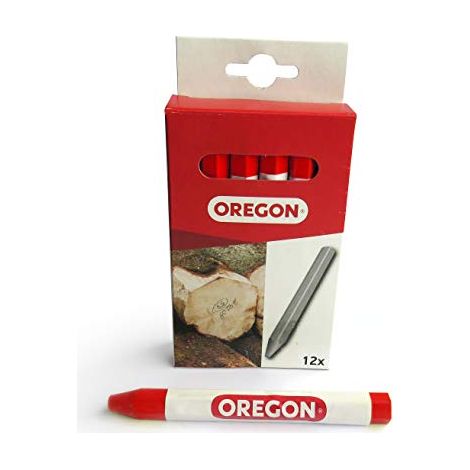 Oregon Multi Surface Marking Crayon – Confezione da 12 Pastelli Professionali con Struttura Antiscivolo a 6 Lati, Scrivono su Legno, Metallo, Cemento, Piastrelle, Ceramica, Plastica e Vetro, Rosso (1/4)