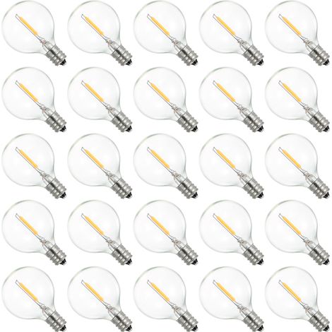 Ampoules LED globe AC230V G40, lot de 25, culot E12, étanchéité IP44, blanc chaud, pour guirlandes lumineuses, décoration de maison, fêtes, mariages, portables (1/5)