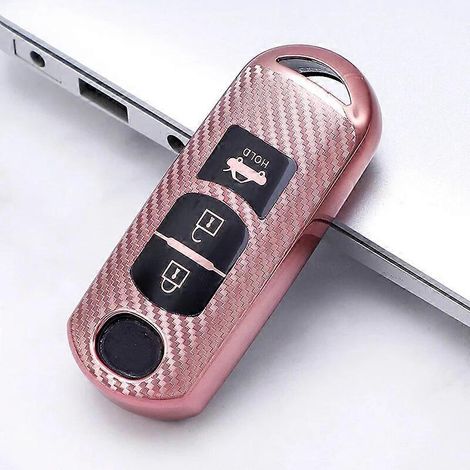 TPU-Schlüsselhülle mit Carbonmuster für Mazda 2, 3, 6, Atenza, Axela, Demio, CX-5, CX5, CX-3, CX7, CX-9 (2015–2019) – Pink (1/5)