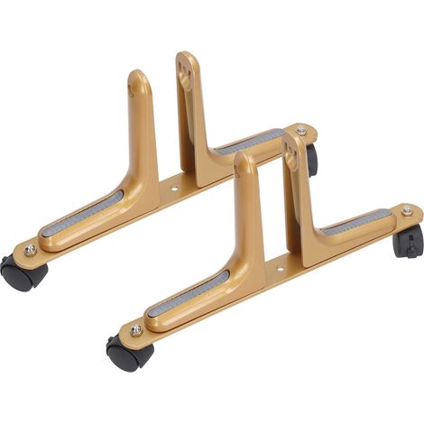 Lot de 2 Supports pour Paravent Pliable, Largeur Réglable, Déplaçable en Alliage d'Aluminium, Pieds avec Roulettes, Doré (1/5)