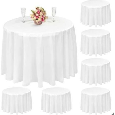 Lot 10 nappes rondes jetables 84 pouces plastique PEVA mariage fêtes (1/5)