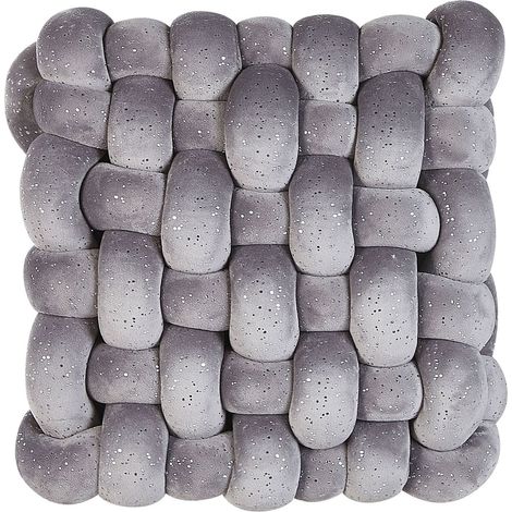 Throw Cushion SIRALI Velvet 30 x 30 cm Grey Solid (1/5)