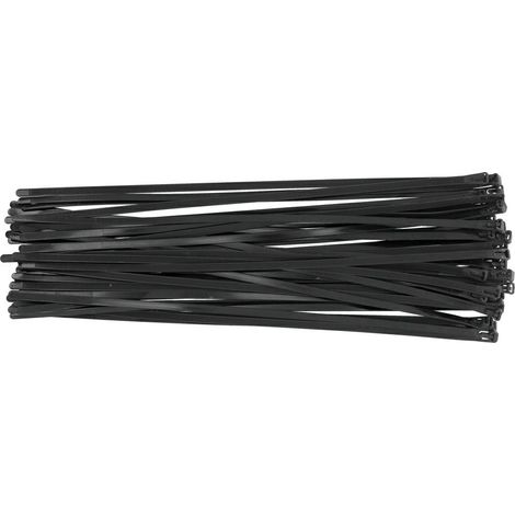 YATO, modelo YT-70678, Opaska plástica autoajustable negra 7,6450 mm, ideal para electricidad, fontanería y más, 50 piezas por paquete, resistente y fácil de usar.