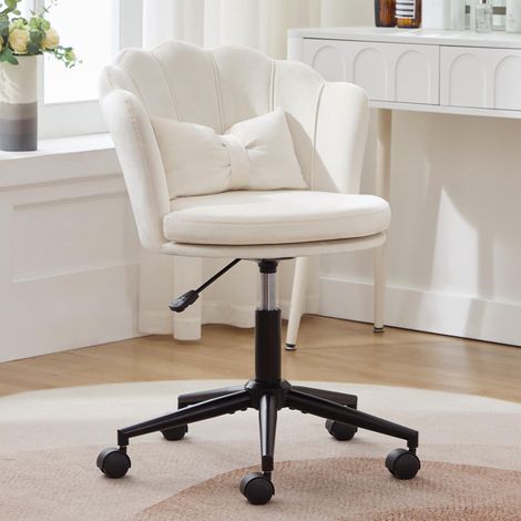 Design moderne : chaise de coiffeuse, chaise de bureau, dossier en forme de pétale, coussin lombaire en forme de papillon, hauteur réglable, assise moelleuse. Convient pour le salon, la chambre, le bu
