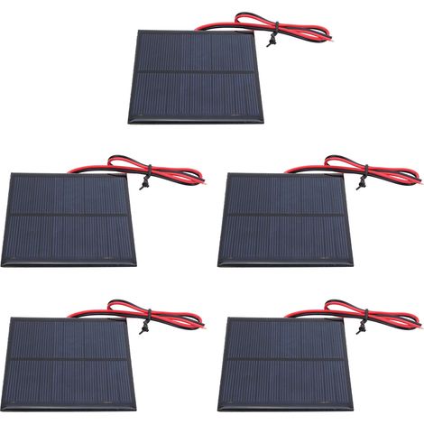 Lot de 5 mini panneaux solaires, module d'alimentation époxy, fil rouge et noir de 30 cm, 5,5 V CC, 160 mA (1/5)