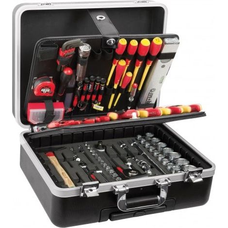 Mob Mondelin – Coffret multi-outils 128 pièces VDE – Valise trolley intégrée ABS noir – Outils pour électricité et maintenance – Poignée bi-matière (1/4)