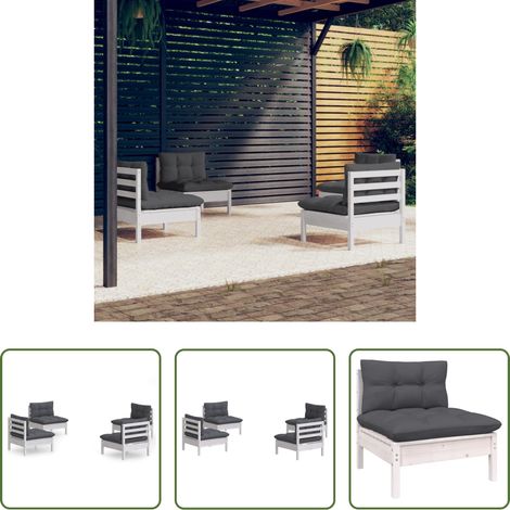 Canapé extérieur -  Salon de jardin 4 pcs avec coussins anthracite Bois de pin (1/5)