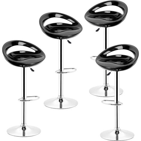 Lot de 4 Tabourets de Bar ABS Pivotant et Réglable en Hauteur 55 cm - 75 cm, Chaise de Bar, Noir (1/5)