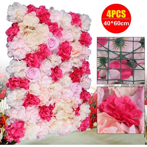 4 Stück künstlicher Hintergrund Blumen Wand, 3D Stereo Blumen Dekoration Wand, 40  60  2cm, Hochzeitsszene, Kamera Haus, Kleidungsgeschäft Wanddekoration