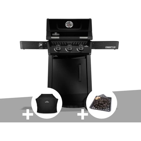 Barbecue gaz Freestyle 365 noir 3 brûleurs + Housse de protection + Plateau charbon - Napoléon (1/5)