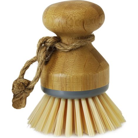 Round Bamboo Short Dish/Pot Brush, Natural (1/4)