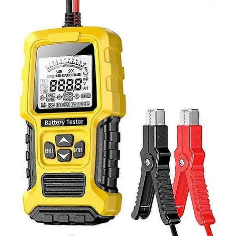 Testeur de batterie au plomb 12/24 V pour motos et voitures - Analyseur de batterie - Testeur de résistance interne - Mesureur de capacité - Jaune (1/5)