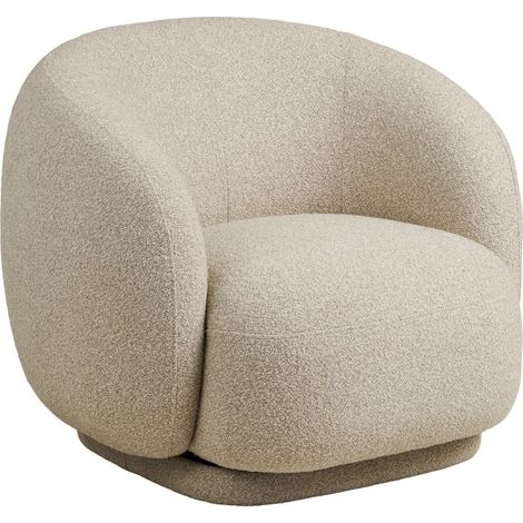 Fauteuil en Tissu Bouclé Texturé beige Pivotant - HARWEY (1/5)