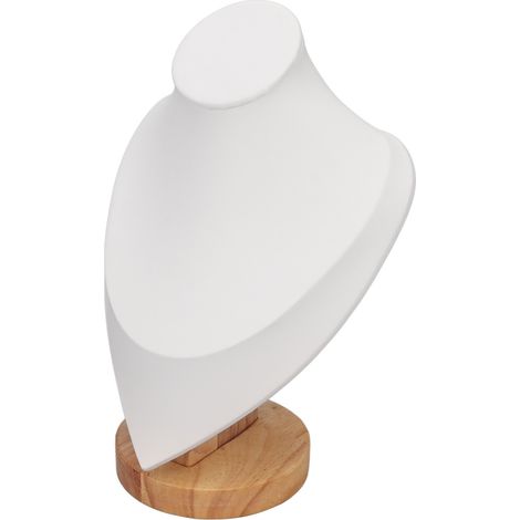 Présentoir à colliers, présentoir buste à bijoux multifonctionnel et élégant en bois, adapté aux bijouteries à domicile, aux salons professionnels, blanc. (1/5)