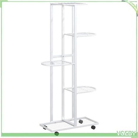 Jardinière à 5 niveaux - FAFEICY - 343118 - Blanc - 44x23x100 cm - Fer avec roues (1/5)