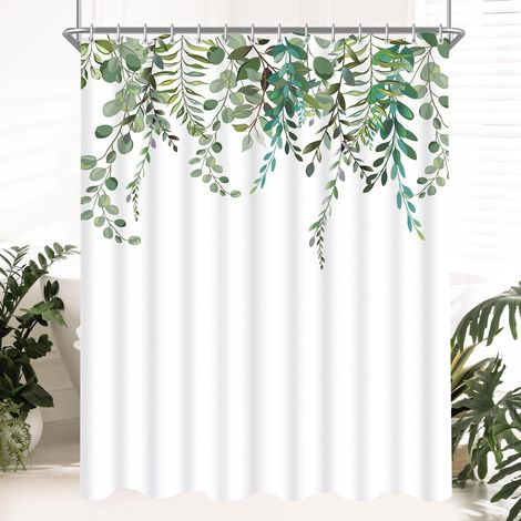 Duschvorhang Grün Blätter 240x180cm Polyester Antischimmel Wasserdicht (1/5)