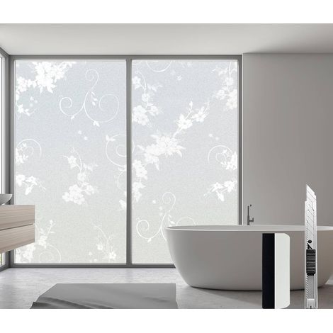 Film Fenetre Anti Regard 60x200cm Brise Vue Fenetre, Film Vitre Occultant, Film UV Fenetre Adhesif Vitre Anti Regard pour Salle de Bain Chambre Salon Bureau (1/5)