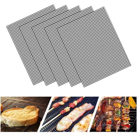 Grille de barbecue antiadhésive Mesh 40x30cm, Tapis de cuisson réutilisable pour grillades, Filet inoxydable non-stick, Accessoire BBQ pratique pour viandes et légumes (1/5)