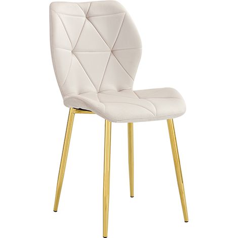 Lot 4 Chaises Salle à Manger Coquillage Velours Beige Pieds Gold 46x58,5x87cm (1/5)