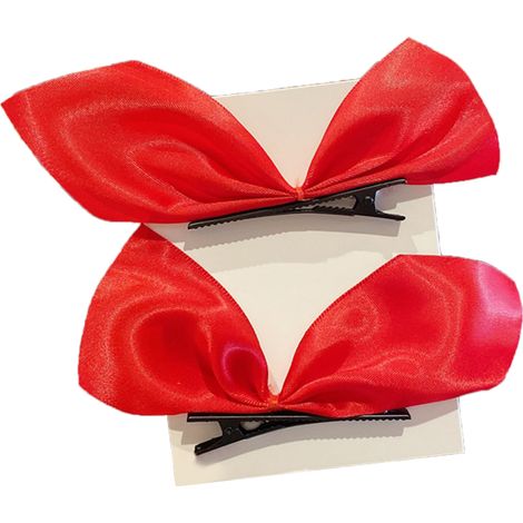 2 Barrettes Velours Rouges pour Filles, Pinces à Cheveux Légères, Tissu Doux, Confortables à Porter, Accessoires Coiffure (1/3)