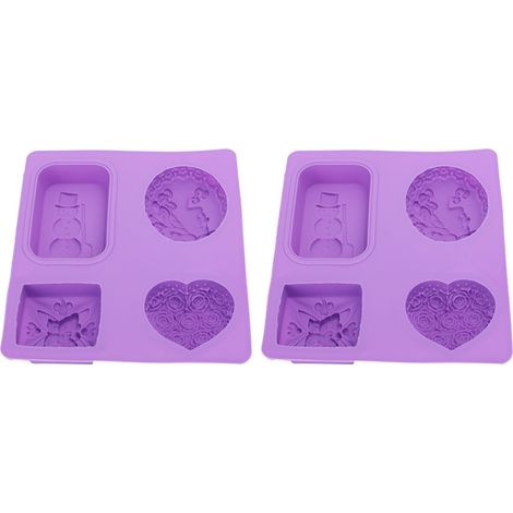 2 Pièces Moule à Savon en Silicone 4 Cases pour Cupcakes DIY Résistant à la Chaleur (1/5)