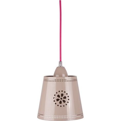 Kleine Pendelleuchte im Landhausstil, Lampenschirm Metall Beige Ø 17,5cm (1/4)