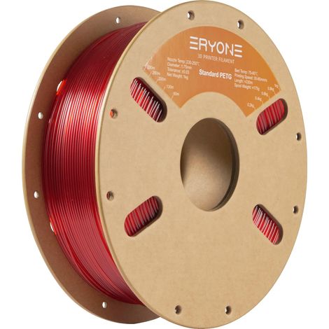 3D-Druckfilament, biologisch abbaubares PETG, Durchmesser 1,75 mm, PETG Klar Rot (1/2)