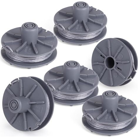 6 Pièces Fil Coupe Bordure Bobine de Fil Debroussailleuse Fil Rotofil 5307-20 Compatible avec Gardena Coupe Bordure Ø 1,6mm 6,1M Bobine Fil Coupe Bordure (1/5)