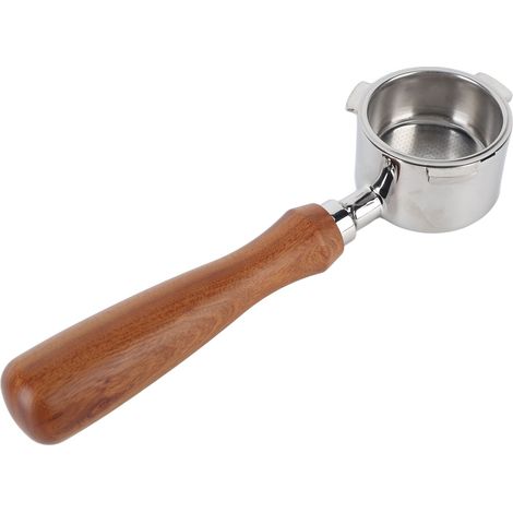 Filtre à café sans fond détachable lavable en acier inoxydable avec manche ergonomique en bois type B (1/5)