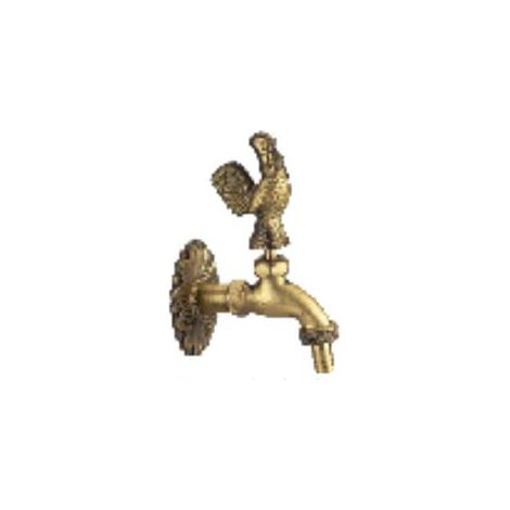 RUBINETTO ARTISTICO IN OTTONE ORO ANTICATO CON GALLO- - attacco M1/2 - raccordo terminale M 3/4 - 1 pezzi VETTE