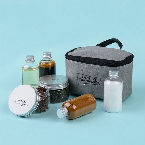6-teiliges Set tragbarer Gewürzflaschen mit Tragetasche, Küchengewürzgläser-Set (1/5)