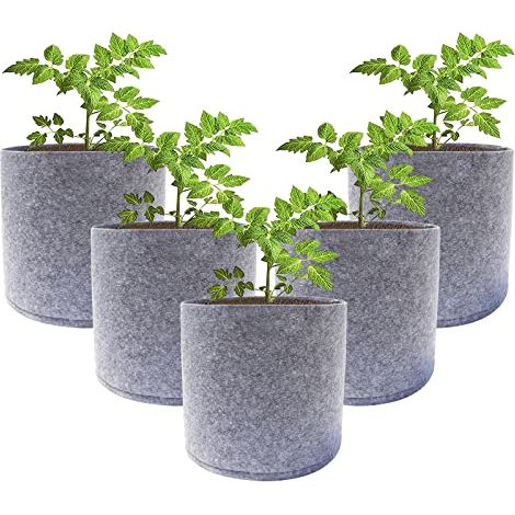 Pflanztasche für draußen und drinnen, Pflanztasche aus Geotextil, Kartoffelpflanztasche, Kartoffelanbautasche für Gemüsegarten, Balkon, runder Topf (3 Gallonen, Grau)