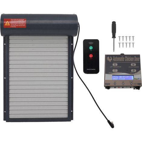 Ouvre-porte automatique de poulailler avec minuterie, capteur de lumière Programmable, télécommande à piles, gris