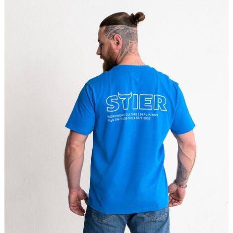 T-shirt STIER Heavy Logo Capsule coton bio XL bleu indigo (1/5)