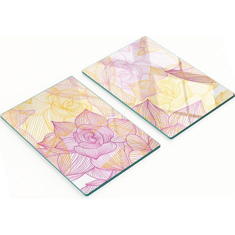 Küchenschneidebretter aus Glas mit grafischem Blumenmuster, 2 x 40 x 52 cm (1/5)