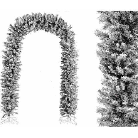 Arco a ghirlanda innevata di Natale con base in metallo - altezza 2.50 metri. Ideale per decorazioni natalizie, ingressi, M 2,40 x 2,70 H