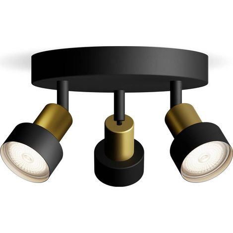 Philips Conduit Faretto da superficie con 3 punti luce (Nero/Oro) - Attacco GU10 (1/5)