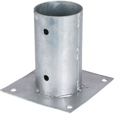 Winox – Support - Pied à fixer pour poteau rond Ø 8 cm – Acier galvanisé – Fixation à vis ou boulon – Dimensions intérieures Ø 81x150 mm (1/2)