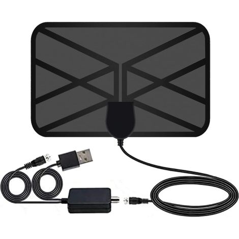 36DBI Antenne TV Intérieur, 200km d'autonomie Antenne TNT Puissante  Signal Amplificateur Booster, 3m Câble Coaxial, Soutenir TV HD, 1080P 4K FM, VHF, UHF (1/5)