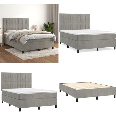 Boxspringbett mit Matratze Hellgrau 140x190 cm Samt - Samtbett - Boxspringbett - Doppelbett - Schlafzimmermöbel - Luxusbett - Home & Living (1/5)