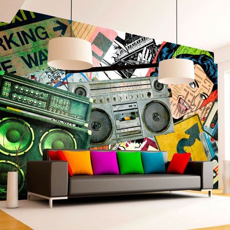 Papier peint fille de graffiti - 350 x 245 cm (1/4)