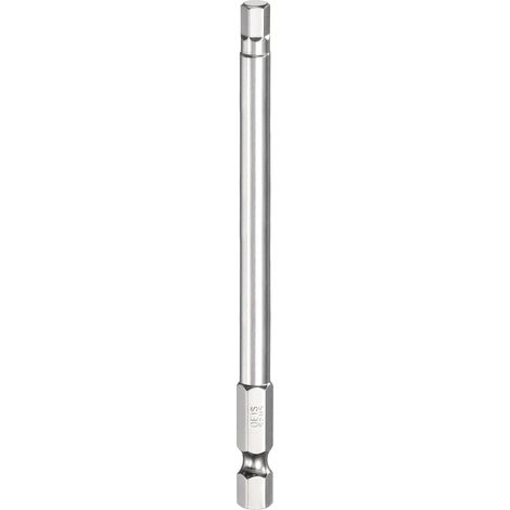 Embout de Tournevis à Tête Hexagonale 5.0mm Métrique Pointe Plate 1/4" Tige Hexagonale 100mm (4") Long Clé à Embout Magnétique Pour Perceuse à Vis, Douille Chromée (1/5)