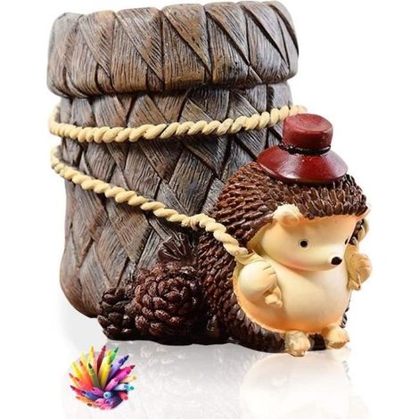 (Funktionierender) Stiftehalter – Igel – Kunstharz – Multifunktional – 11 x 13,5 cm – 450 g (1/4)