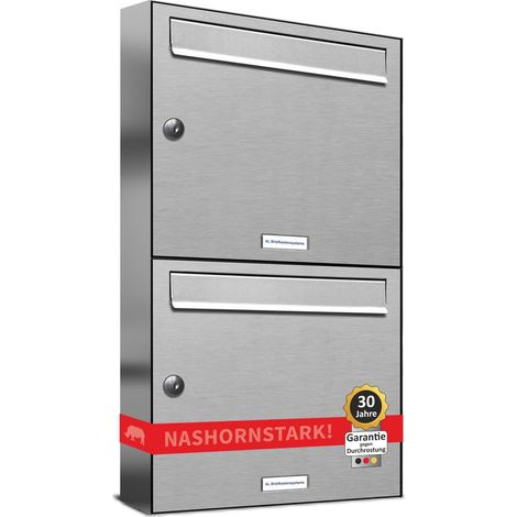 2er V2A Edelstahl Wandbriefkasten Anlage 2 Fach Briefkasten Postkasten (1/5)