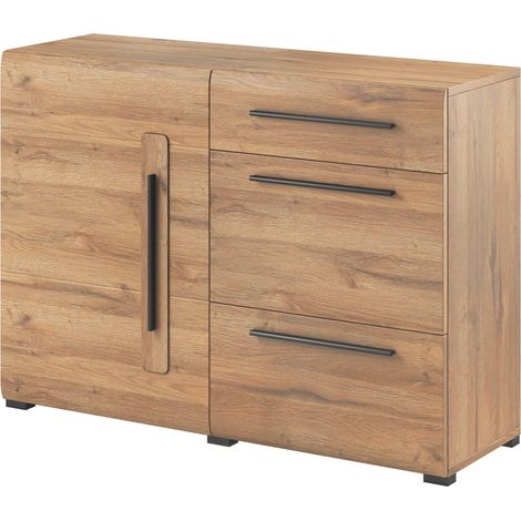 Kommode Eiche Grandson Nb. TURDA-83 modern mit Metallgriffen, B/H/T: ca. 120/86/39 cm (1/2)